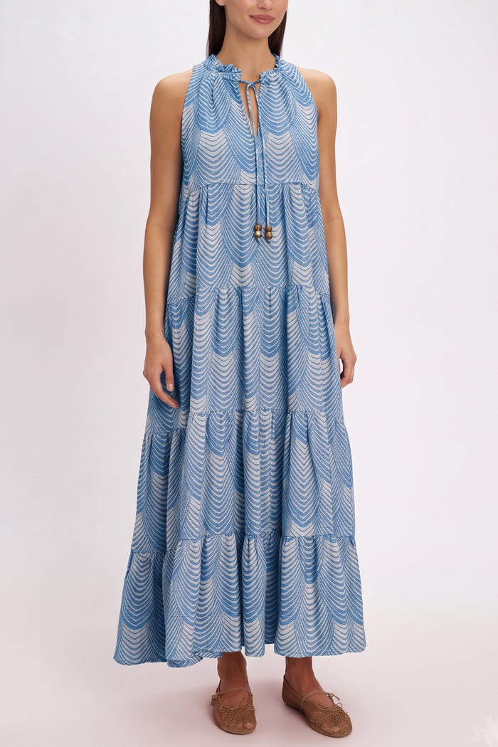 LONG SLEEVELESS DRESS "MERMAID" BLUE