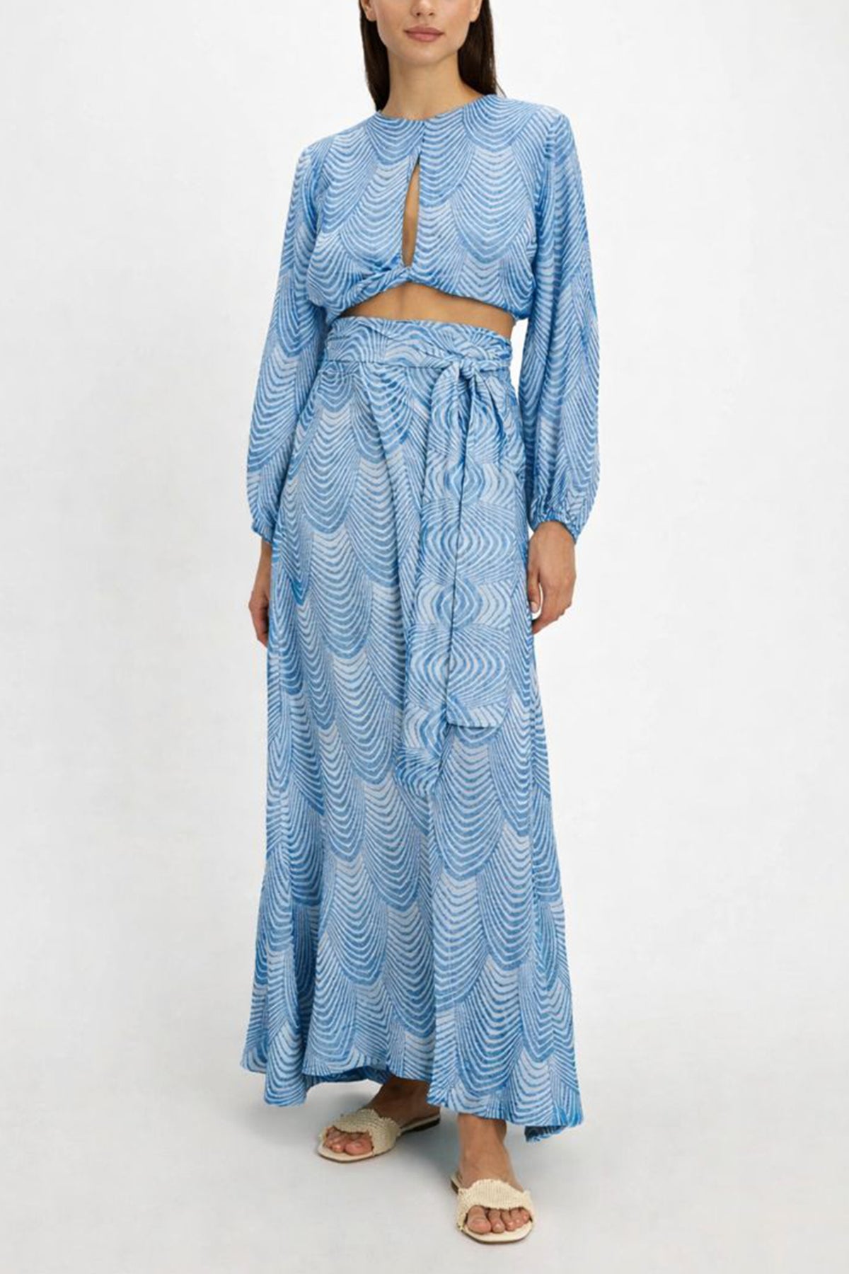 MAXI WRAP SKIRT "MERMAID" BLUE