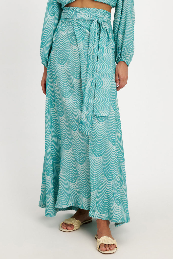 MAXI WRAP SKIRT "MERMAID" GREEN