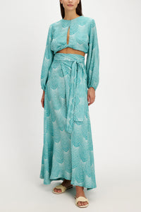 MAXI WRAP SKIRT "MERMAID" GREEN
