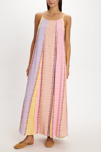 LONG WOVEN STRAPPY DRESS "LEROS" MULTICOLOR