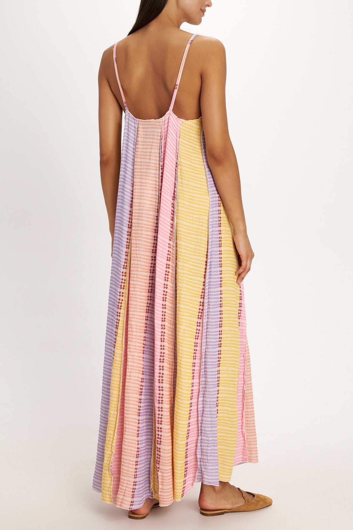 LONG WOVEN STRAPPY DRESS "LEROS" MULTICOLOR