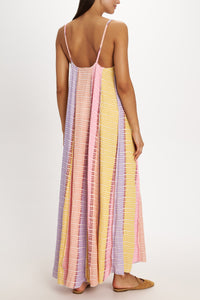 LONG WOVEN STRAPPY DRESS "LEROS" MULTICOLOR
