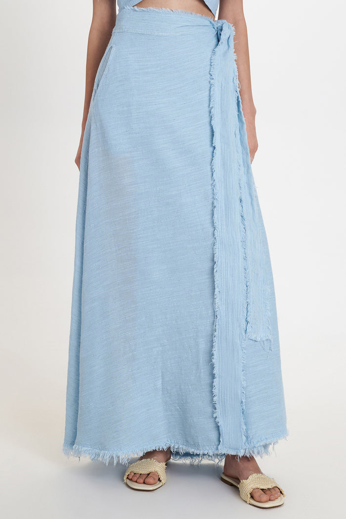 MAXI WRAP SKIRT "MALIA" CIEL