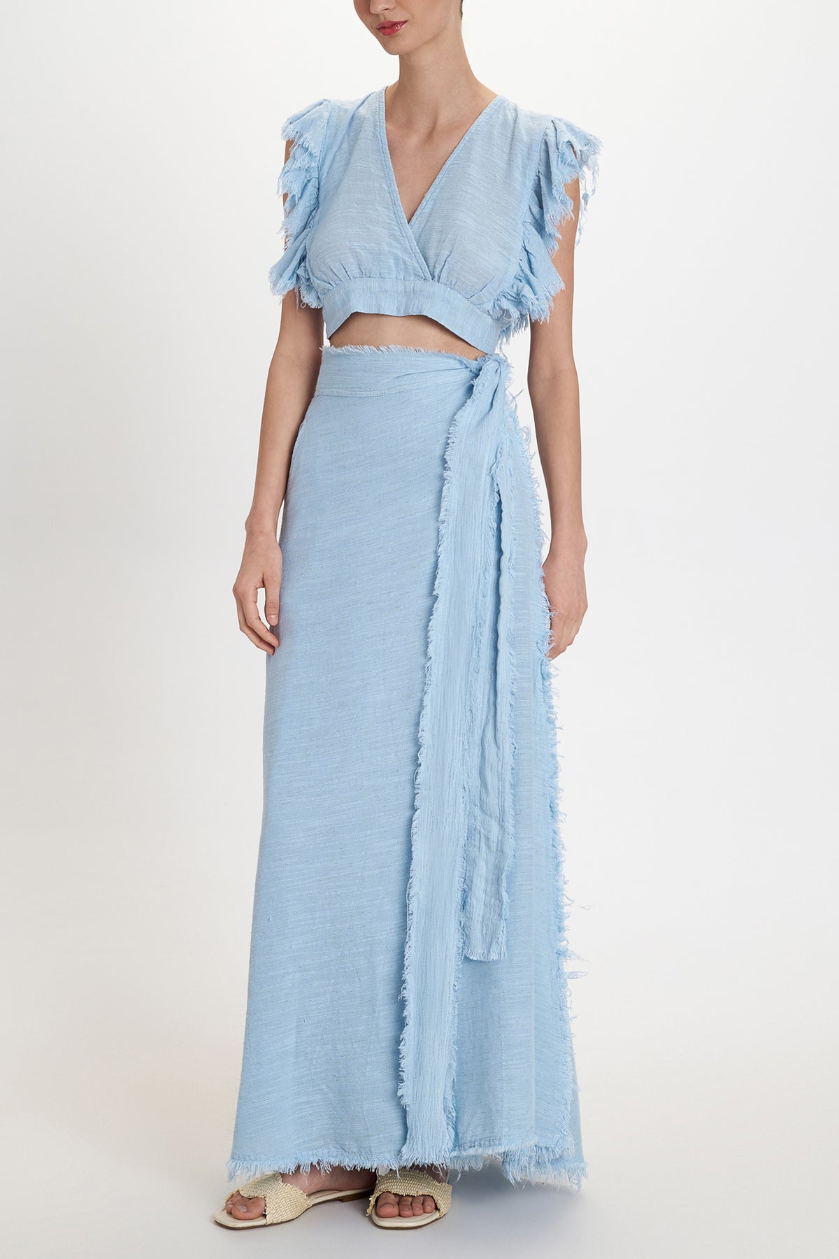 MAXI WRAP SKIRT "MALIA" CIEL