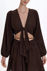 LONGSLEEVE CROP TOP "MALIA" CHOCOLATE