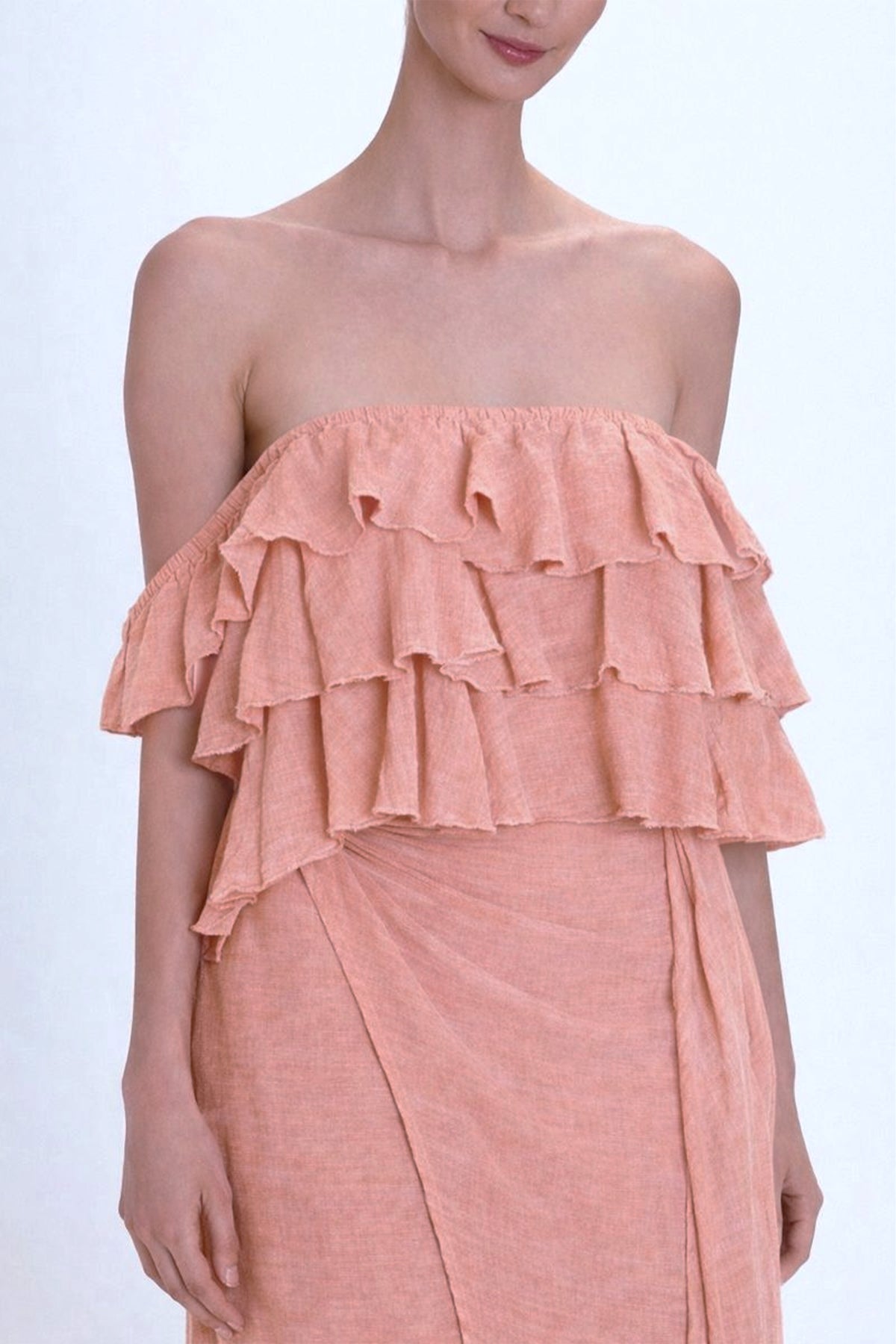 OFF SHOULDER TOP WITH RUFFLES "MALIA" PAPAYA