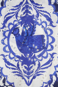 EMBROIDERED MIDI COTTON SHIRT DRESS "PORTARIA" BLUE/WHITE