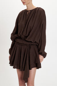 OVERSIZED MINI DRESS "MALIA" CHOCOLATE