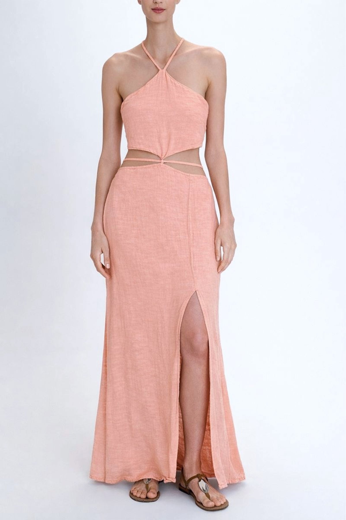 BACKLESS DRESS WITH CUTOUTS "MALIA" PAPAYA