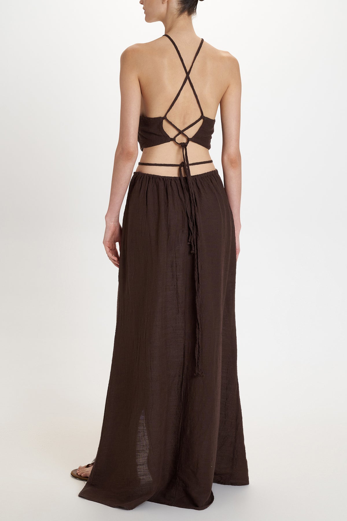 BACKLESS DRESS WITH CUTOUTS "MALIA" CHOCOLATE