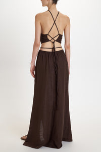 BACKLESS DRESS WITH CUTOUTS "MALIA" CHOCOLATE