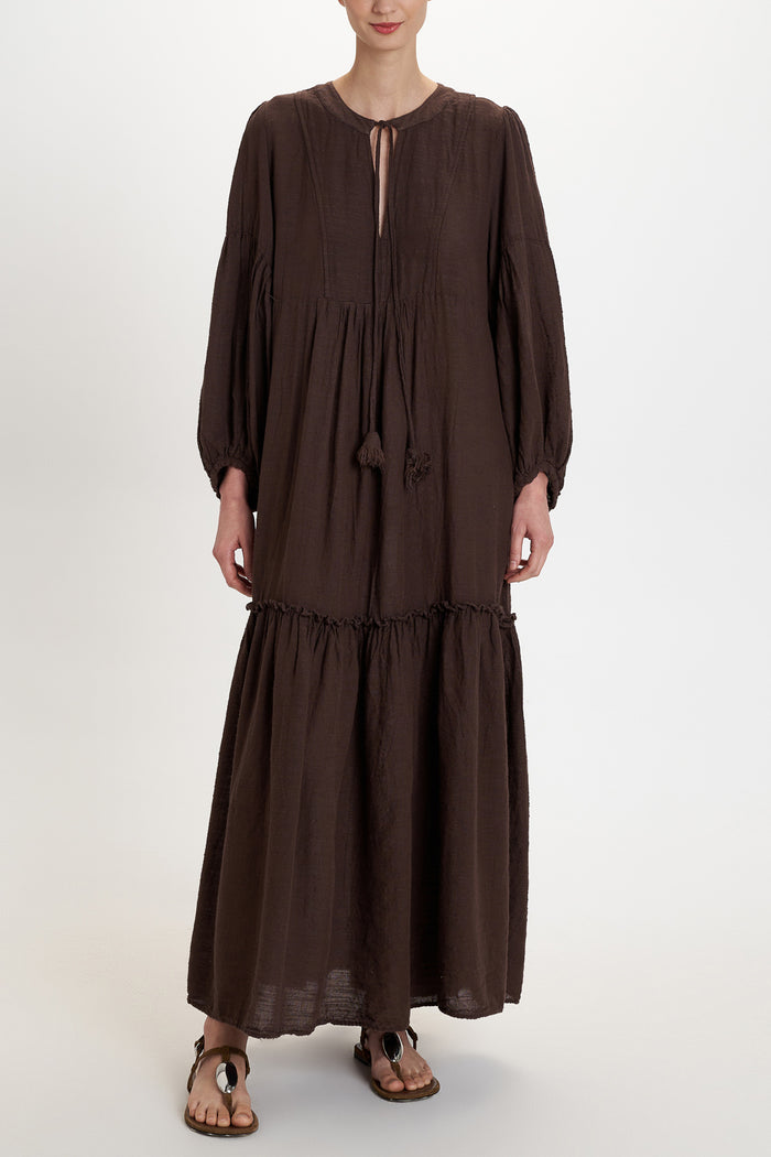 LONG TUNIC DRESS "MALIA" CHOCOLATE