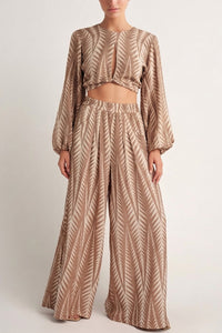 CROPPED TOP "FINIKAS" BROWN - LEMONI EXCLUSIVE