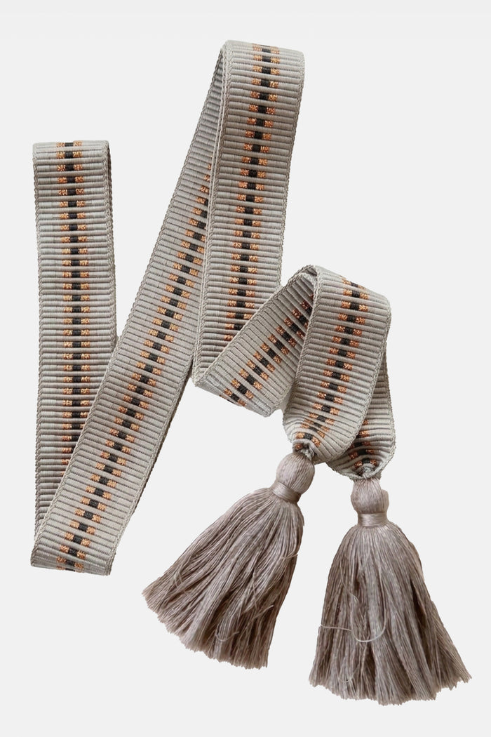 WOVEN BELT WITH TASSELS "GRAPHIC" SAND/BROWN/GOLD