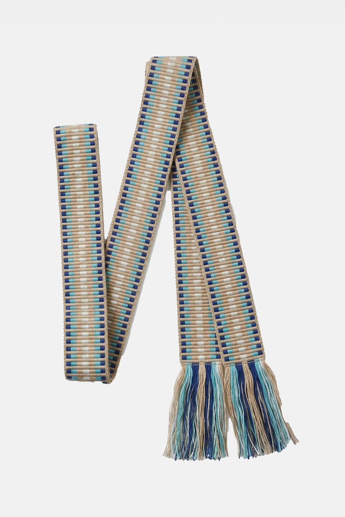 WOVEN BELT "GRAPHIC" SAND/LIGHT BLUE/NAVY