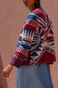 JACQUARD JACKET "SARTI" BLUE/RED/WHITE