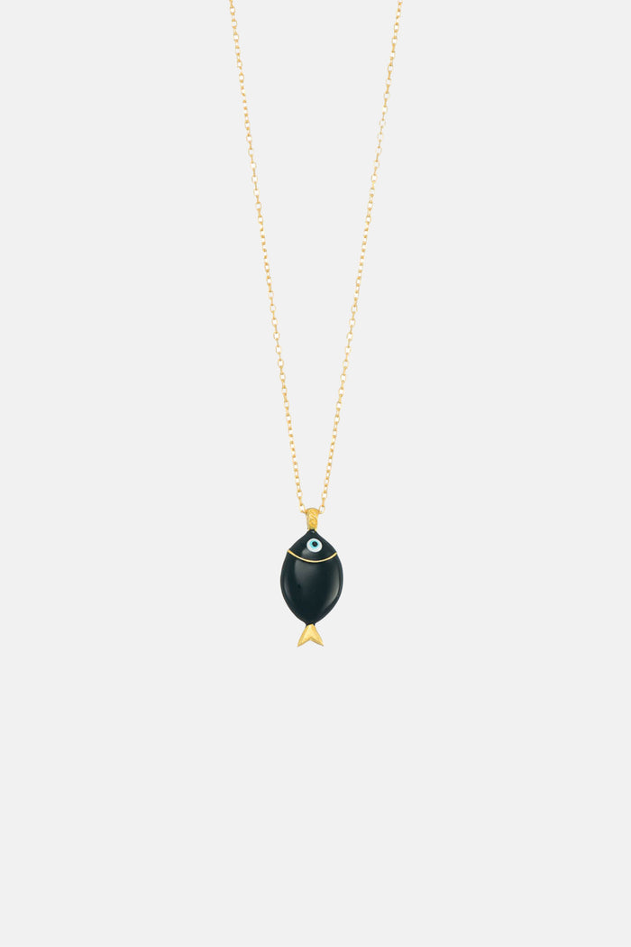 ENAMEL NECKLACE "MINI SEA BREAM" BLACK