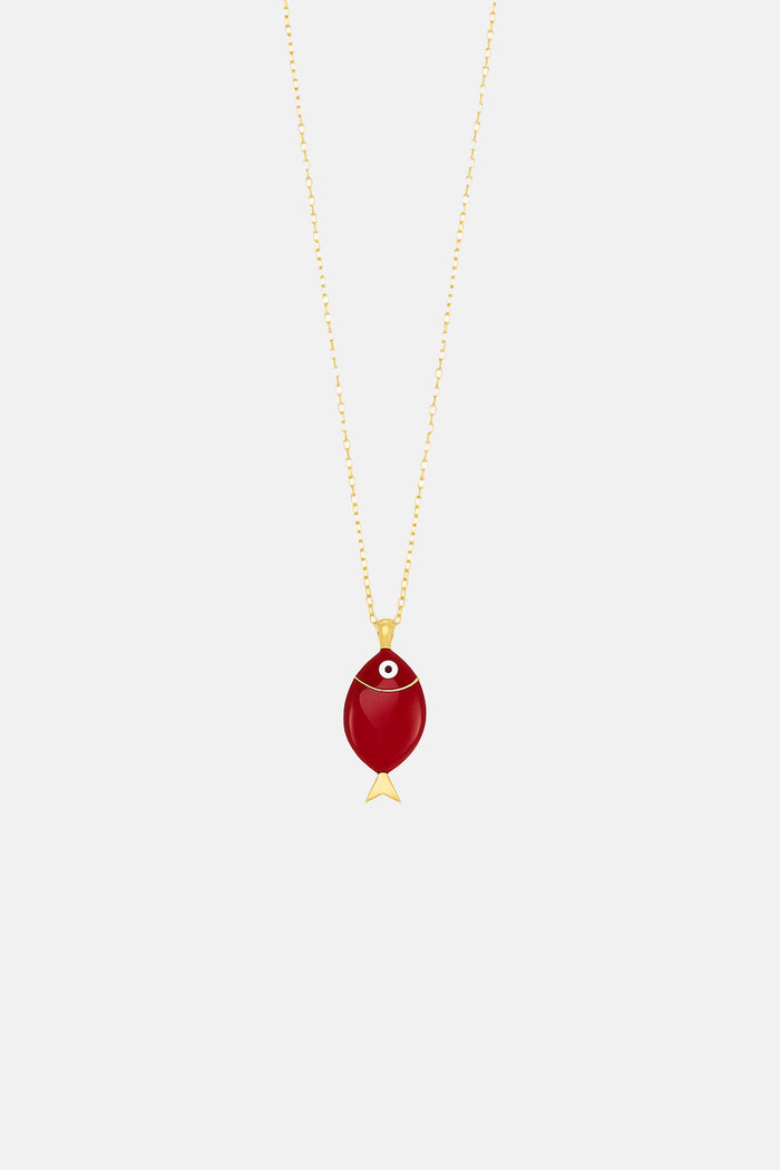 ENAMEL NECKLACE "MINI SEA BREAM" DARK RED