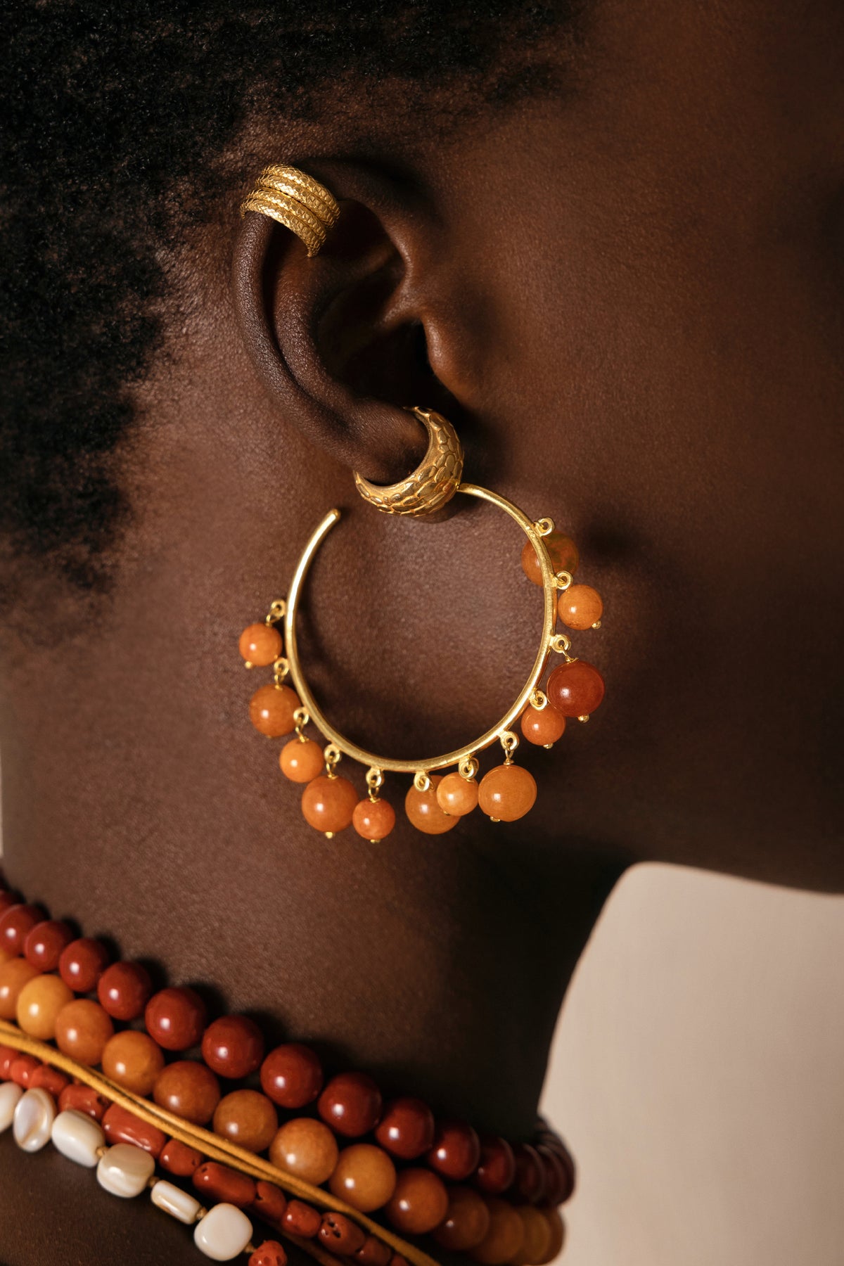 EARRINGS "SEA DREAM" GOLD/ORANGE