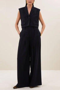 WIDE LEG PINSTRIPE PANTS MIDNIGHT/SPARKLE