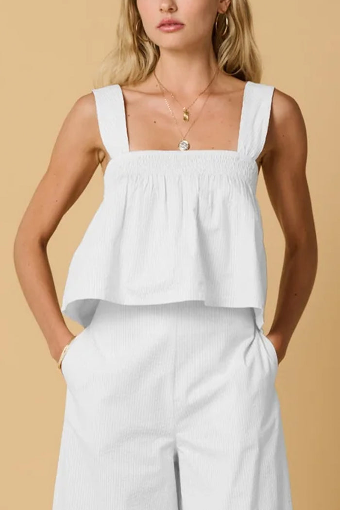 SMOCKED STRAPPY TOP "SELINI" WHITE