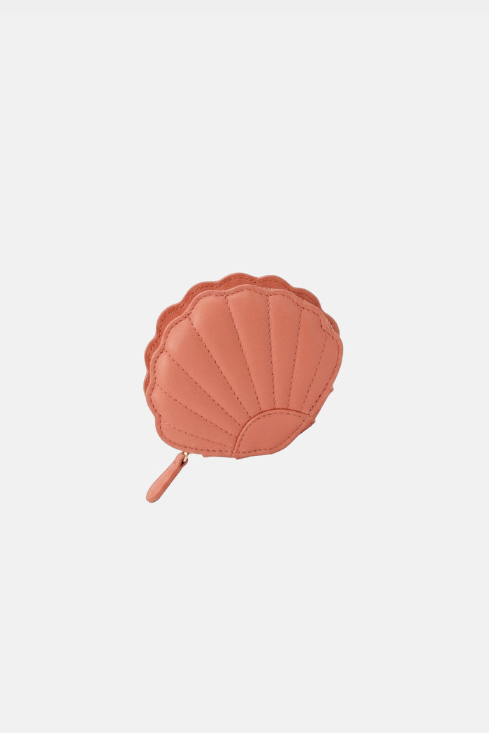 SMALL LEATHER PURSE "SHELL" PAPAYA