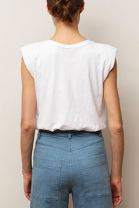 OVERSIZED CROPPED TOP WITH SHOULDER PADS WHITE