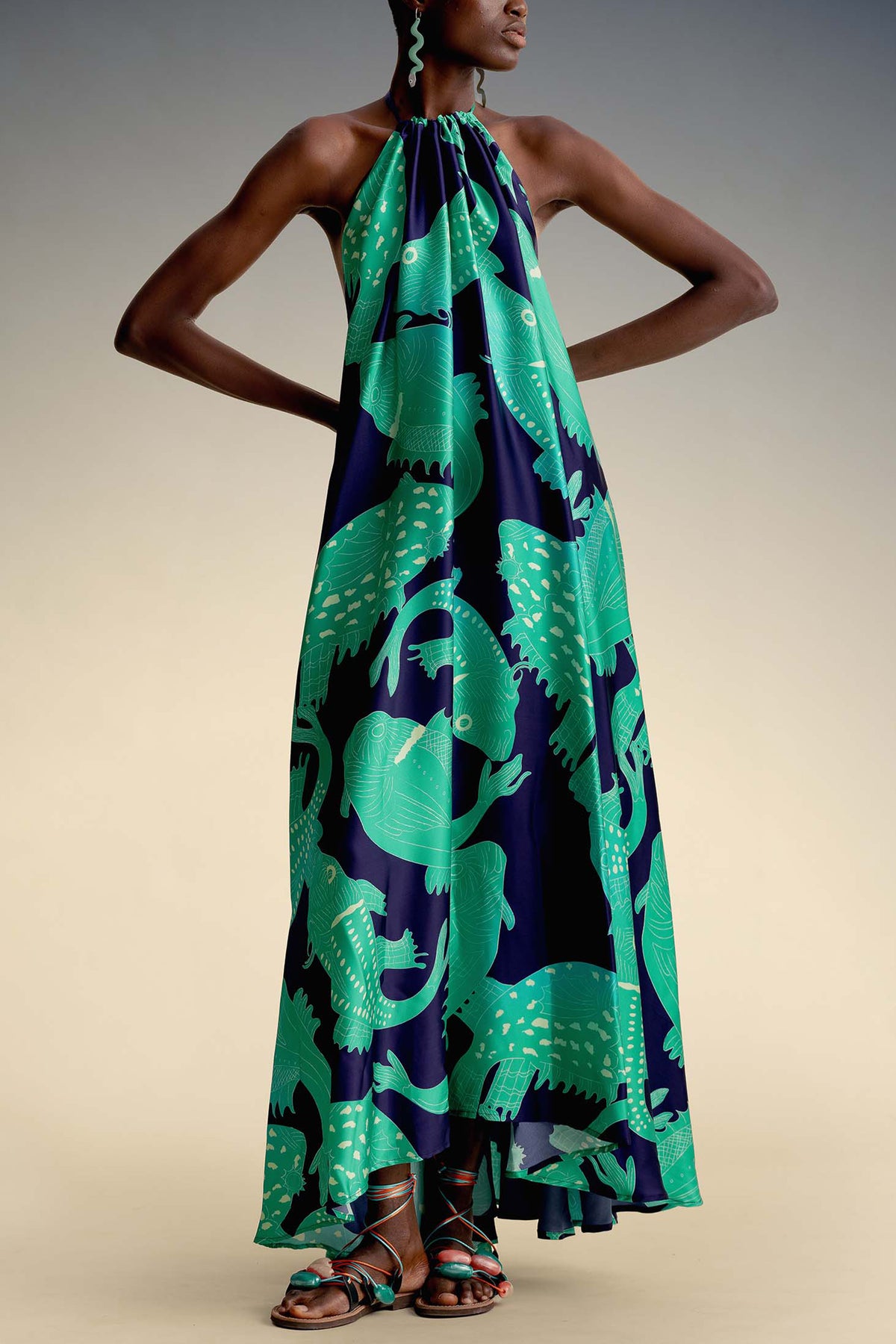 LONG SILKY BACKLESS DRESS "JENNIFER" SKORPINA