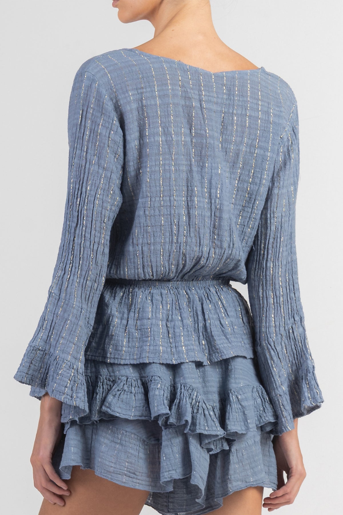 GAUZE BLOUSE "LIMNOS" SKY BLUE/LUREX
