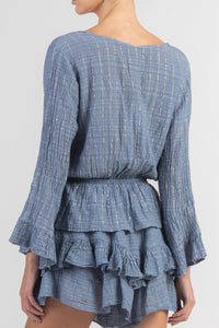 GAUZE BLOUSE "LIMNOS" SKY BLUE/LUREX