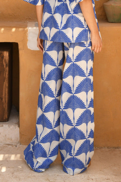 WIDE PANTS "CLIO" WHITE/BLUE