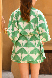 SHORT KIMONO "CLIO" WHITE/GREEN