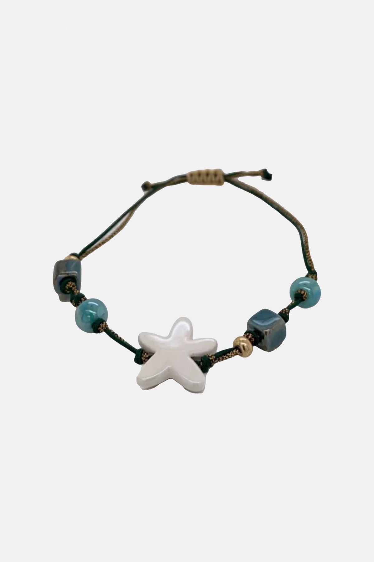 BRACELET WITH CERAMIC BEADS "STARFISH" BLUE/OFF WHITE
