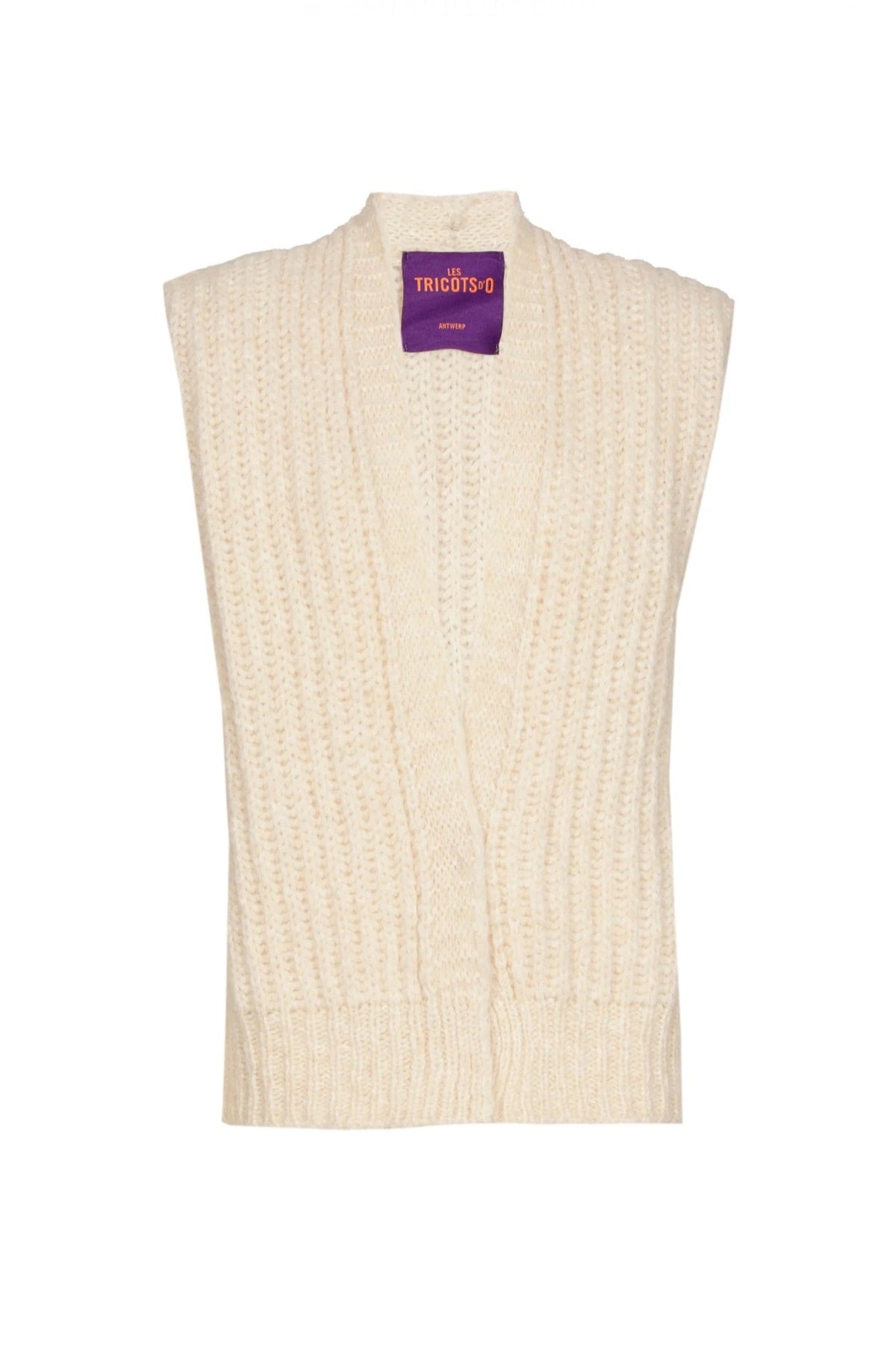 ALPACA SLEEVELESS CARDIGAN "STELLA" OFF WHITE