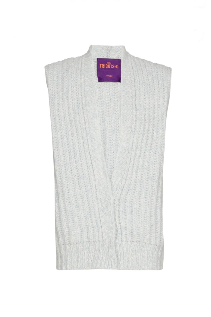 ALPACA SLEEVELESS CARDIGAN "STELLA" PALE BLUE