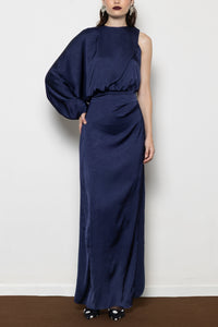 LONG ASYMMETRIC DRESS “MILLIE” BLUE