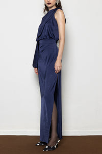 LONG ASYMMETRIC DRESS “MILLIE” BLUE