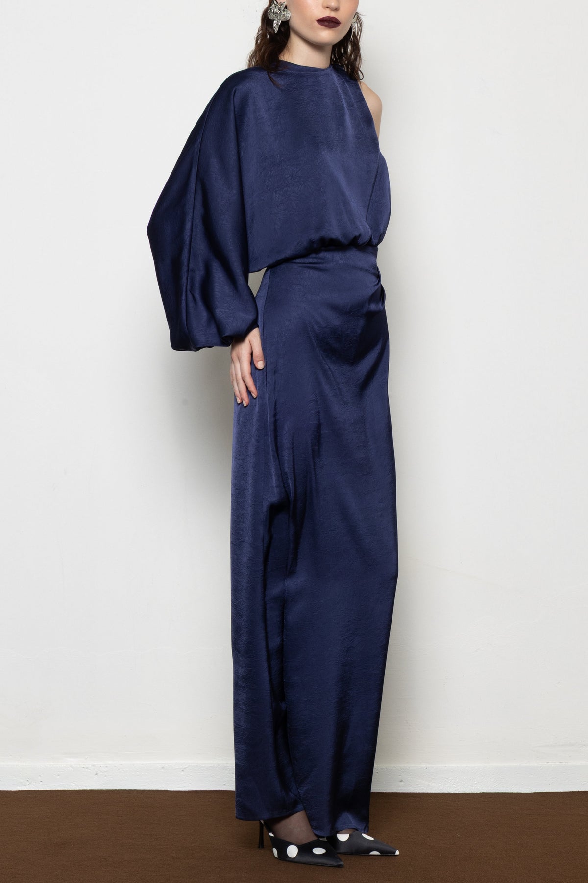 LONG ASYMMETRIC DRESS “MILLIE” BLUE