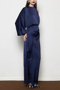 LONG ASYMMETRIC DRESS “MILLIE” BLUE