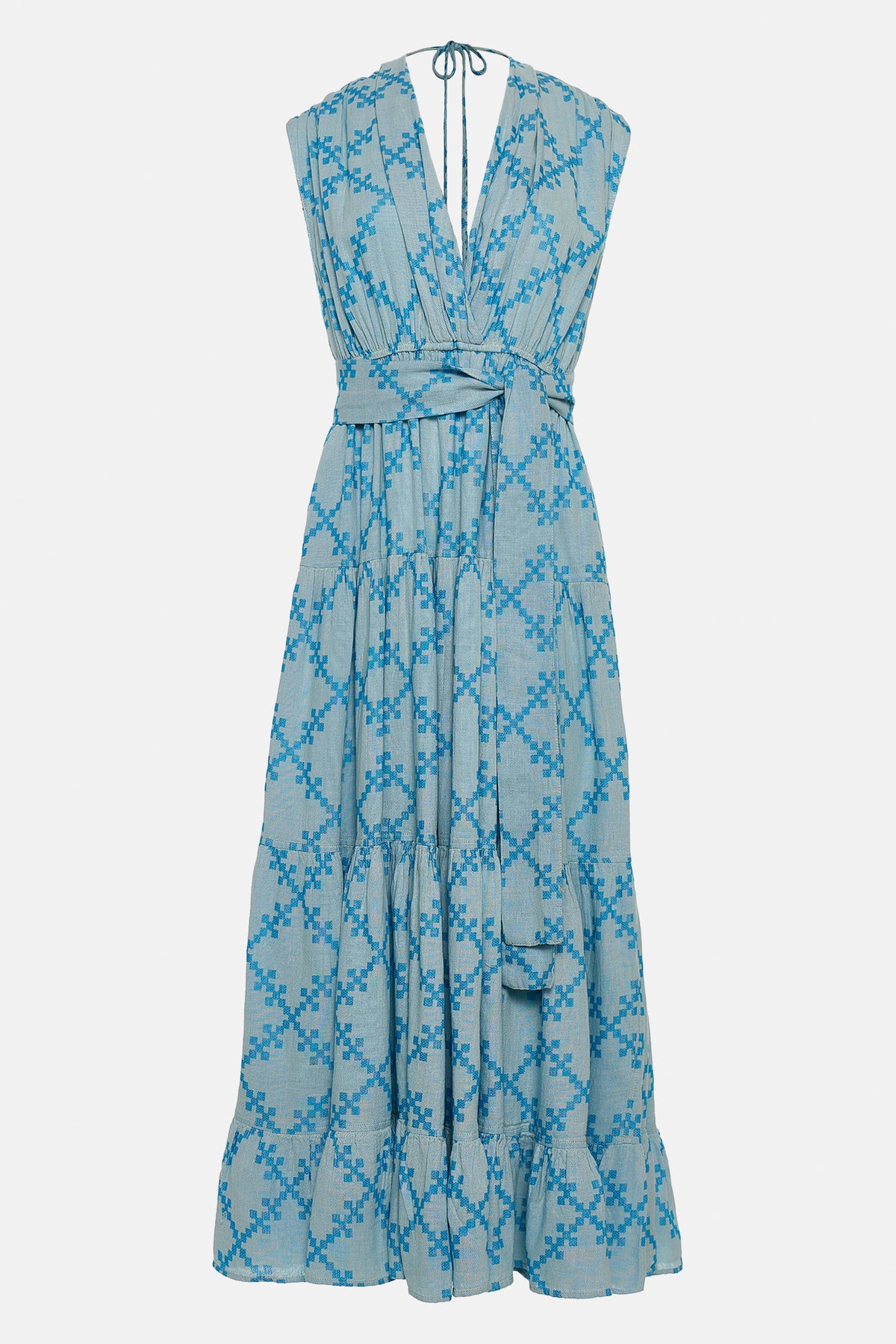 JACQUARD MIDI DRESS "TALYSSA“ LIGHT BLUE/TURQUOISE