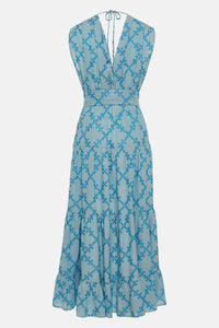 JACQUARD MIDI DRESS "TALYSSA“ LIGHT BLUE/TURQUOISE
