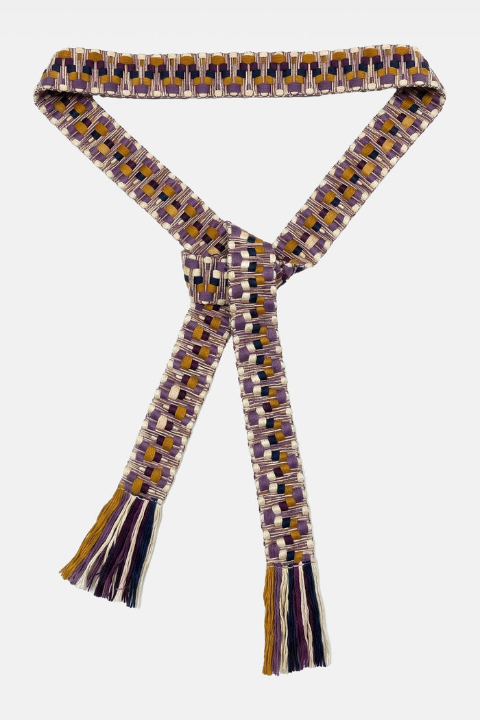 WOVEN BELT "TEXTURED ZIGZAG" PURPLE/TOFFEE/NAVY