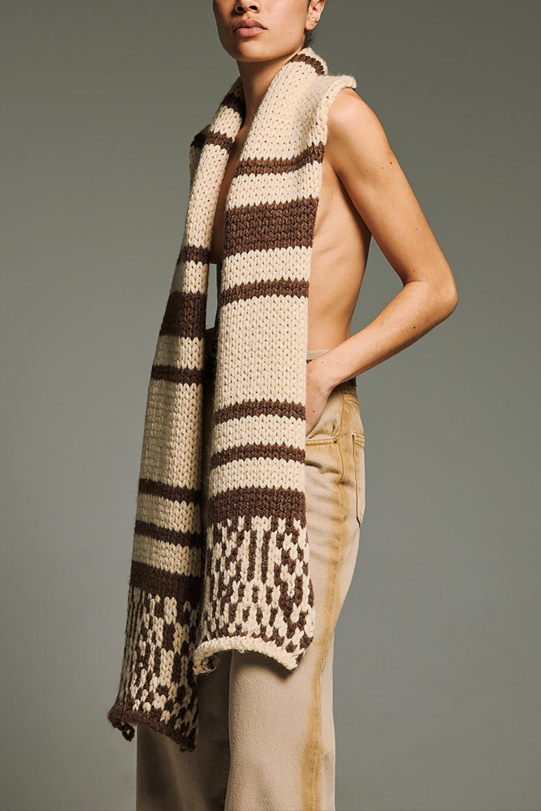 HEAVY KNIT SCARF "LINA" COFFEE