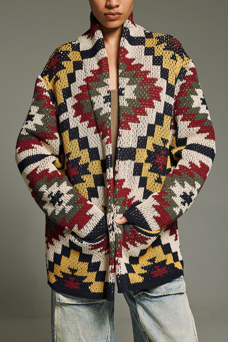 JACQUARD KNIT CARDIGAN "INKAS" MULTICOLOR