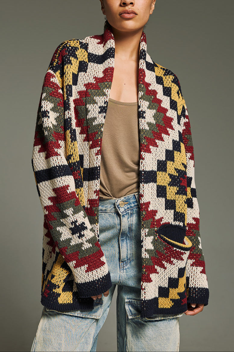 JACQUARD KNIT CARDIGAN "INKAS" MULTICOLOR