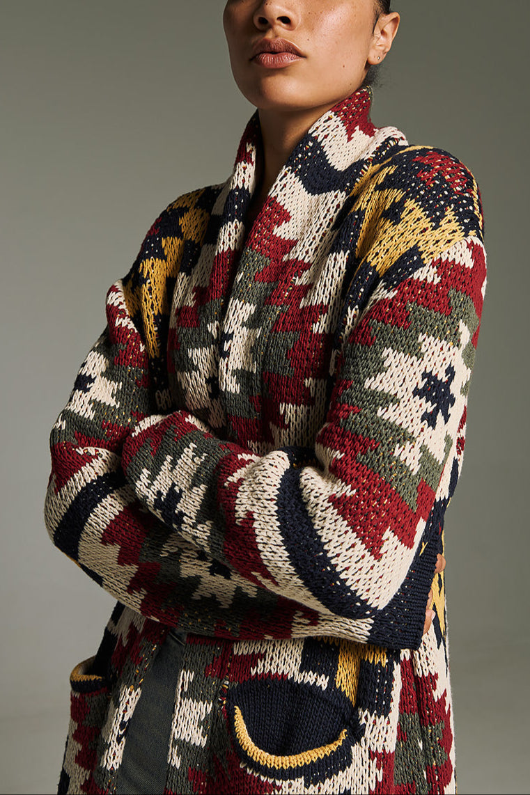 JACQUARD KNIT CARDIGAN "INKAS" MULTICOLOR