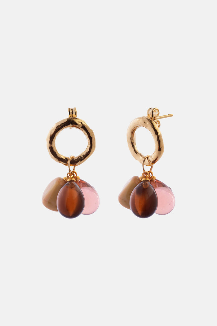 SMALL EARRINGS "MURANO" GOLD/TOFFEE/ROSE