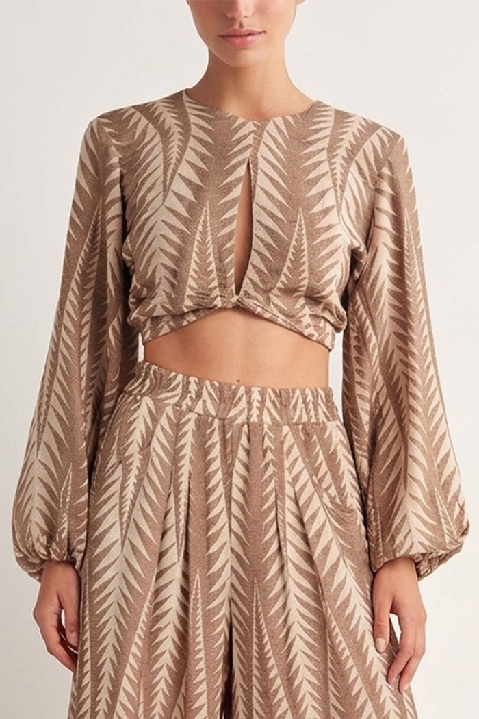 CROPPED TOP "FINIKAS" BROWN - LEMONI EXCLUSIVE