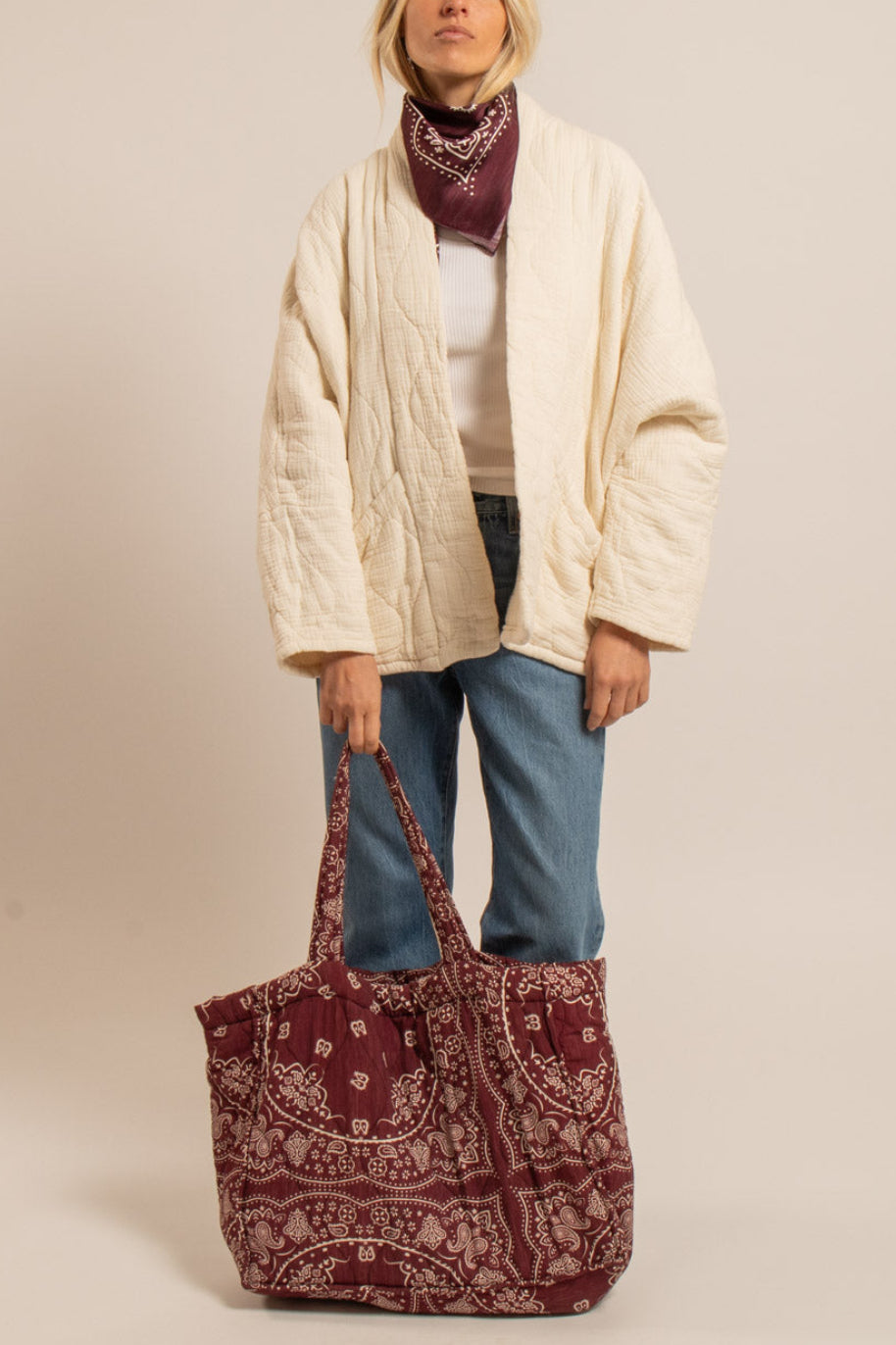 PADDED VISCOSE BAG "BANDANA" BORDEAUX